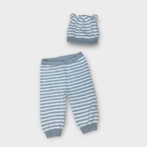 Baby Gap Super Soft Striped Bear Hat and Pants Baby Set 0/3 months